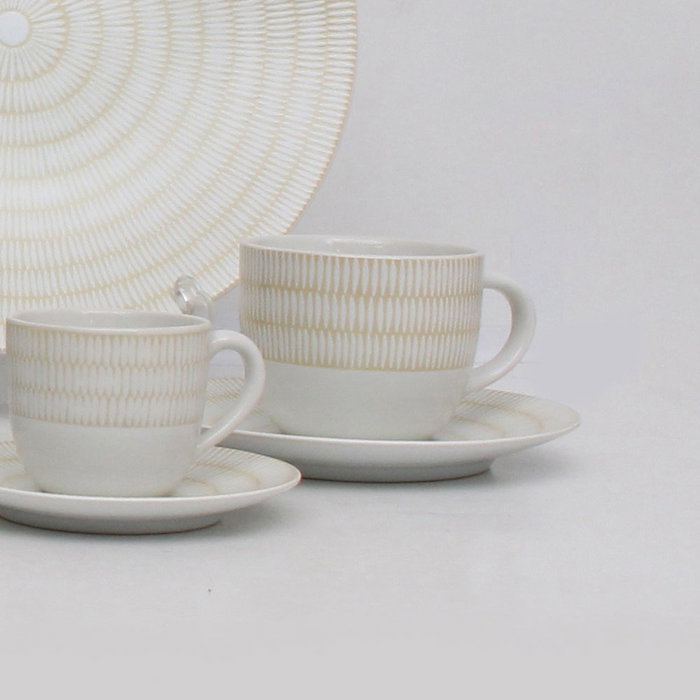 Avet Taza Té Con Plato Long Rice Beige Stoneware 280 Ml (6 Unidades)